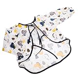 CRILSTYLEO Slabbetje Met Mouwen Zacht Katoen Geschikt Voor Eten Spelen Maanden Unisex Design Met Dino Motief