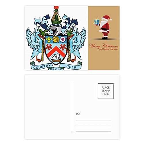 Cartes postales Saint-Kitts-et-Nevis et emblème national Père Noël qualité premium