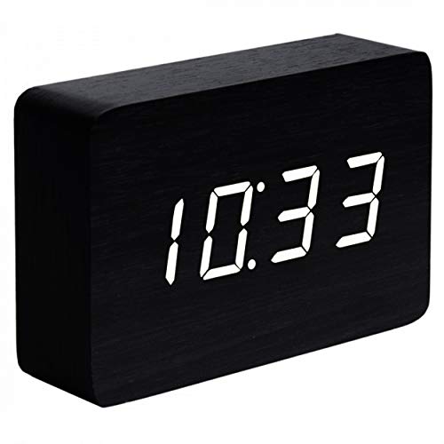 Gingko Brick Click Clock 8" X 6" Time/Date/Temp Alarm Clock Black White Led #TOP5