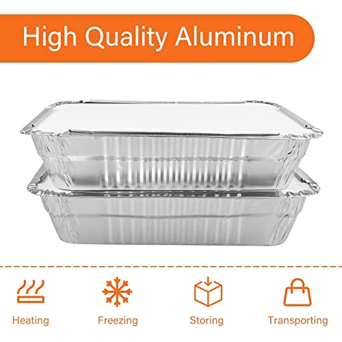 Lsshao Disposable Takeout Aluminum Foil Pans With Lid Baking Pans (50 Pack) Tin Food Storage Food Containers With Seal For Freshness,Great For Cooking, Heating, Storing, Prepping Food 8.5X6-2.25Lb #TOP2
