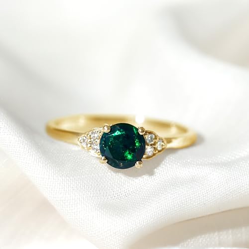 Real Black Opal 6 mm Round Engagement Ring, AAA Quality, Opal Diamond Solitaire Ring - Ideal For Gift3