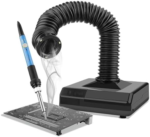 Bench Top Solder Smoke Absorber with LED Light and HEPA Filter, Retractable Fume Extractor for Clean Air in Electronics Repair and Soldering Stations
