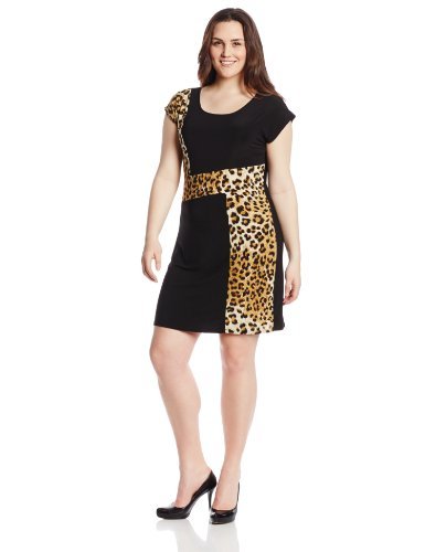 Star Vixen Women's Plus-Size Animal-Print Zig-Zag Color-Block Dress