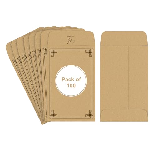 Envelex 100 Pack #1 Brown Small Coin Envelopes with Black