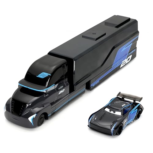 ZIMTXO Movie Toys Car - 2PCS Die Cast Metal Alloy Automobiles Toy Transport Truck Equipped with Detachable Trailers and Container Racing Cars Mini Carrier Toy for Racing Games
