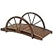 Outsunny Gartenbrücke aus Tannenholz, Holzbrücke mit Rad Design, Teichbrücke bis 150 kg belastbar, Zierbrücke Dekobrücke, Brücke für Garten Park Hinterhof 100 x 50 x 37 cm Verkohlt