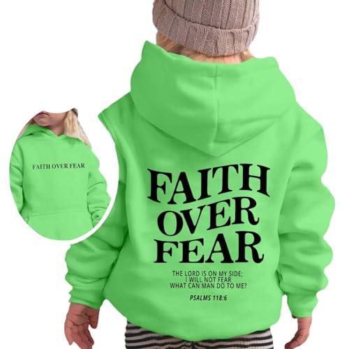 Jesus Hoodie Girls Boys Faith Over Fear Athletic Hooded Sweatshirt Long Sleeve Casual Pullover Tops with Pocket3