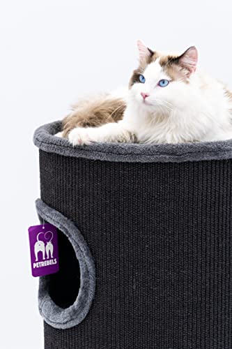 Petrebels Kratztonne Dome 80 cm hoch, Ø 45 cm, extra Breit und Schwer für Ultimative Stabilität, Farbe Schwarz