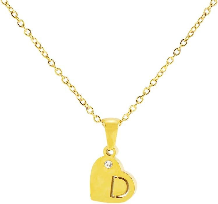 GlameVibeGold Initial Necklace For Women, Initial Heart Pendant Dainty Necklace Letter A-Z Statement With Rhinestone Stainless Steel Necklaces Birthday Gifts Jewelry