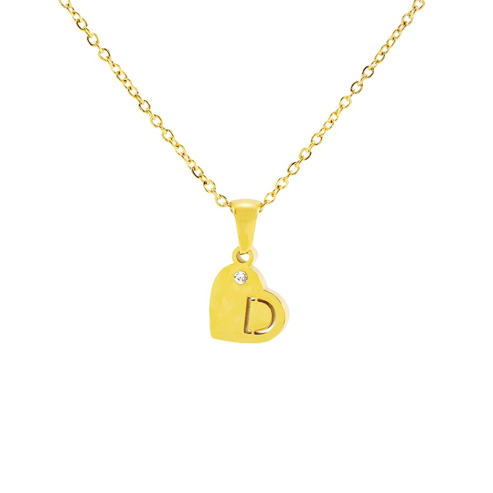 GlameVibeGold Initial Necklace For Women, Initial Heart Pendant Dainty Necklace Letter A-Z Statement With Rhinestone Stainless Steel Necklaces Birthday Gifts Jewelry