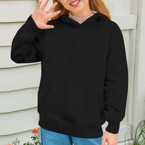 Girls Hoodies Oversized Sweatshirt with Pockets Long Sleeve Fleece Lined Hooded Sweatshrits Solid Pullover Hoodie2