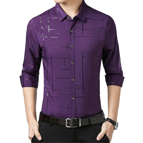 Chemise manches longues homme en coton imprimé et col revers