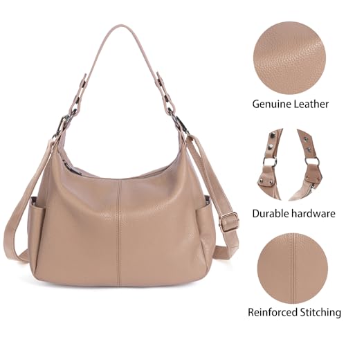 Image of Hobo Bag for Women Genuine Leather Purses Work Casual Shouldler Bag with Two Adjustable Straps