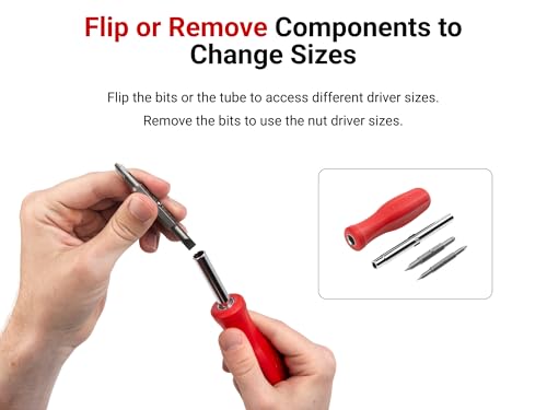 Image of TEKTON 6-in-1 Square Driver | DMS18015 | #0 x #1, #2 x #3, Red