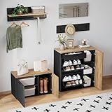 Le petit meuble mesure 80 x 36 x 48 cm et peut servir de banc à chaussures. Il est doté de deux portes et de trois compartiments de rangement, permettant de ranger soigneusement les objets fréquemment utilisés dans l'entrée, comme les chaussures et les parapluies.