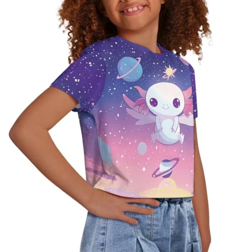 Image of Girl Crop Top Shirts for Summer Cute T Shirts Short Sleeve Tees for Kids 5-16
