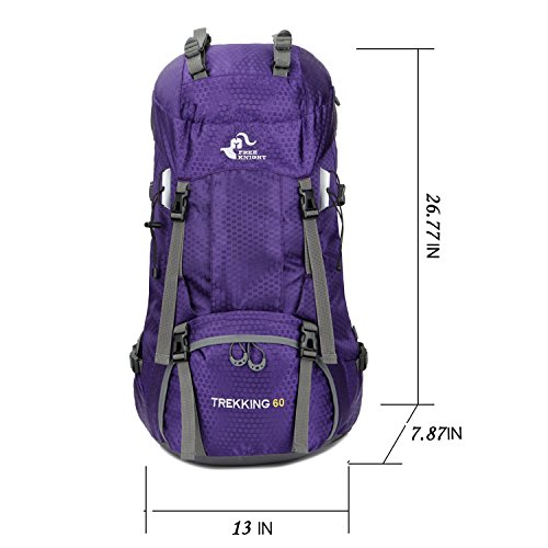 Bseash 60L Waterproof Lightweight Hiking Backpack With Rain Cover,Outdoor Sport Travel Daypack For Climbing Camping Touring (Purple) #TOP1