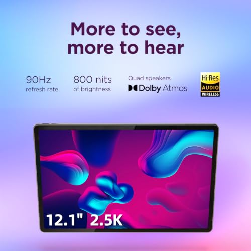 Image of Lenovo Idea Tab Plus 12.1 inch Tablet, 2.5K Touchscreen 90Hz Display, MediaTek Dimensity, 8GB RAM, 384GB(UFS+SD) Storage, Quad Dolby Atmos Speakers, Android 15, Tab Pen & Folio Case Included, Luna Grey