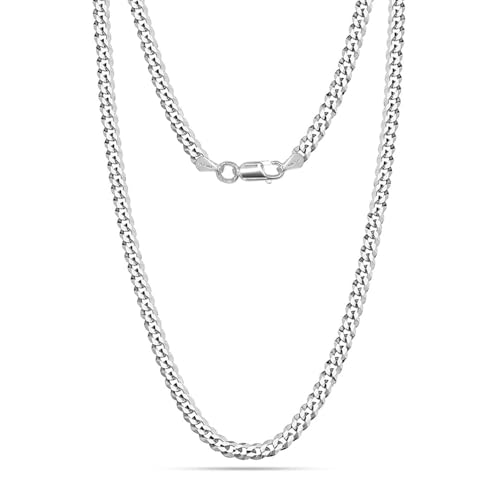 Image of LeCalla Solid 925 Sterling Silver Italian 5mm, 6mm Diamond-Cut Cuban Link Curb Chain Necklace for Men Women (16, 18, 20, 22, 24, 26 Inches)