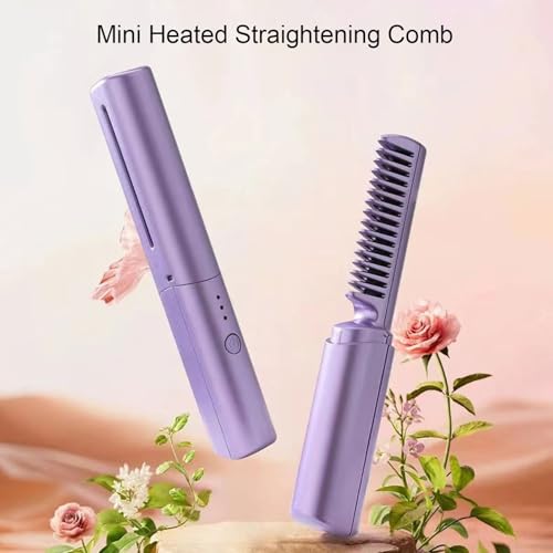 Plancha para el cabello inalámbrica ZJchao, peine alisador iónico con doble funcionalidad para alisar y rizar, herramienta de estilo portátil con carga USB y batería de 800 mAh miniatura 6