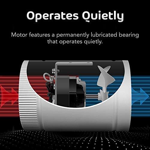 Miniatura 4 de iPower Ventilador de conducto de refuerzo en línea de 4 pulgadas, ventilador de ventilación de escape HVAC con bajo ruido para baños, cocinas,