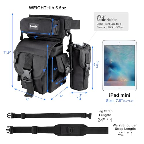 Jueachy Drop Leg Bag for Men Tactical Metal Detecting Thigh Pack with Water Bottle Pouch