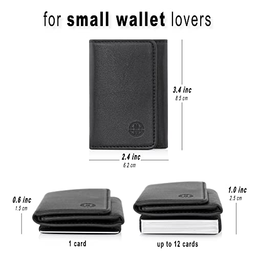 TRUSADOR Rimini Unisex Minimalist Small Leather Wallet Elastic Thread Credit Card Holder (Black)3