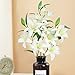 Shiny Flower 9 Heads Artificial Flower Bouquet Artificial Lily Flowers Fake Easter Tiger Lily Floral Arrangements Wedding Bouquets Home Office Garden Party Hotel Decoration 3 Pcs White 39.4 inch