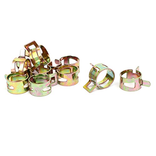 Aexit 14.5mm Inner Clamps Dia Yellow Zinc Plated Water Pipe Fuel Line Hose Clamps Strap Clamps Clips 10pcs