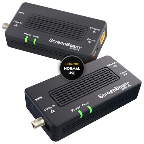 ScreenBeam Bonded MoCA 2.0 Network Adapter for High Speed Internet, Ethernet Over Coax - Starter Kit (Model: ECB6200K02)