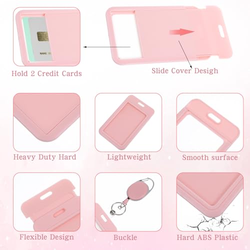 Ymapinc Porta-crachás de identificação rosa retráteis com cordões para crachás de identificação, cli