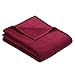 Produktbild Ibena Berlin Wolldecke 150x200 cm - Premium Kuscheldecke rot, hochwertige Markenqualität aus pflegeleichter Baumwollmischung mit eingenähtem Kunstlederpatch