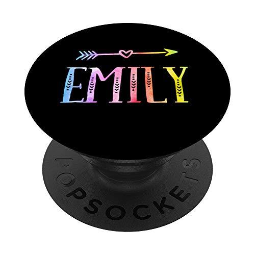 Emily Gift Black Pastel Watercolor Heart Arrow Emily PopSockets PopGrip: Swappable Grip for Phones & Tablets