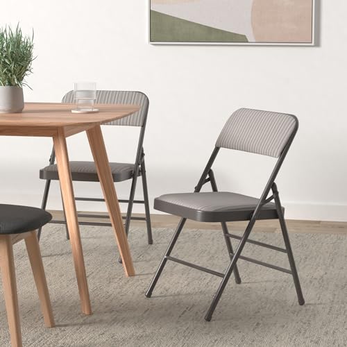 Amazing for less Pack of 2 (Fabric/Vinyl) Steel Frame Metal Foam Padded Folding Chairs (Black, Gray, White) (2-Pack - Fabric White) - Image 3