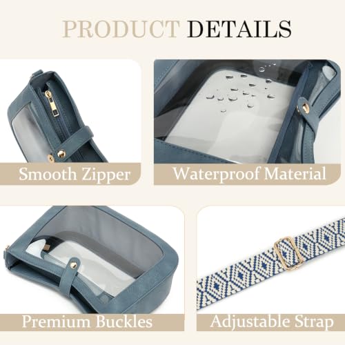 Image of LOXOMU Clear Crossbody Bags Stadium Approved, Clear Purses with Guitar Strap Clear bag for Stadium Events, Concerts