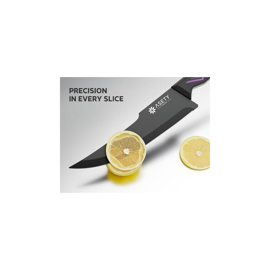 ASETY Knife Set, 15 PCS Kitchen Knife Set with Built-in Knife Sharpener Block, Stainless Steel Knife Block Set, Dishwasher Safe Mordern Knife Set, Elegant Box for Men Women