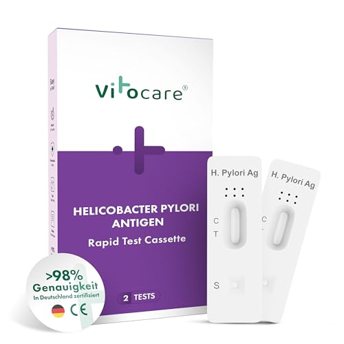 Helicobacter pylori Test H. pylori Schnelltest für zuhause 2er Set Ergebnis in 10 Min CE-gekennzeichnet einfache Anwendung z.B. bei Magenbeschwerden und Sodbrennen - vitocare