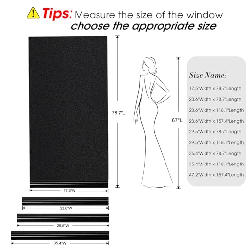 Coavas WINFIM01-PET 100% Blackout Window Film Uv Heat Blocking Window Privacy Film Room Darkening Frosted Glass Window Cover Static Cling Removable Window Tint thumb #6