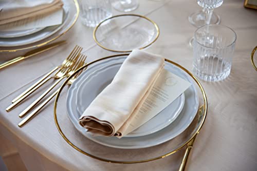 Ms Lovely Clear Glass Charger 13 Inch Dinner Plate With 0.5 Cm Metallic Rim - Set Of 4 - Gold #TOP3