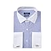 Year In Year Out French Cuff Wrinkle Free Dress Shirt for Men Regular Fit Long Sleeve Wrinkle Resistant Shirt(Blue White 168,3XL)