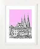 Affiche de l'Europe City Skylines sans cadre 4 (Uppsala, Suède, Uppsala City Series Art Print - Uppsala, 297 x 420 mm)