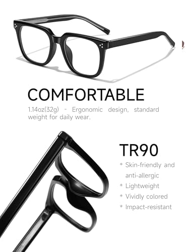 Image of Oversized Square Blue Light Glasses for Woman Men fashion Reduce Eyestrain Protection for TV /Computer /Gaming