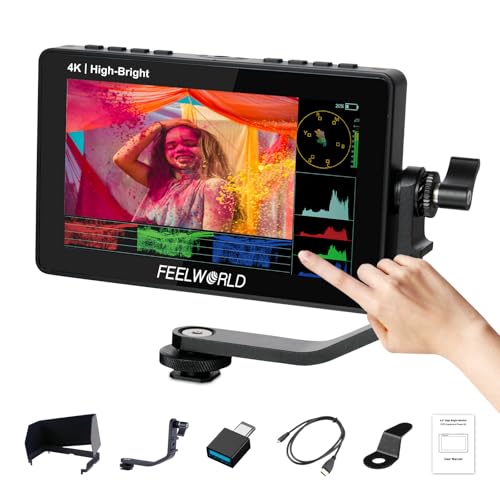 FEELWORLD F5PROX Caméra de Champ Moniteur 5,5' 1600Nit Écran Tactile 3D LUT 1920 x 1080 IPS 4K HDMI DSLR Moniteur F970 Kit de Montage Externe …