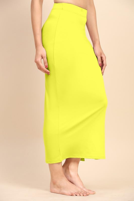 Image of TRENDMALLS Women's Polyester Spandex Stretchable Straight Saree Shapewear Petticoat for Women, Cotton Blended, Skirts for Women, Saree Shaper Yellow