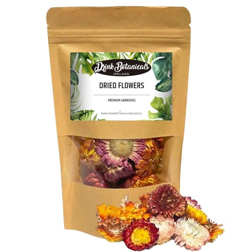 Flores mixtas secas comestibles, 100% naturales y comestibles, más de 20 flores, flores secas, adornos de cóctel, para decorar cócteles, decoración de pasteles, infusiones de té, 20 gramos Drink