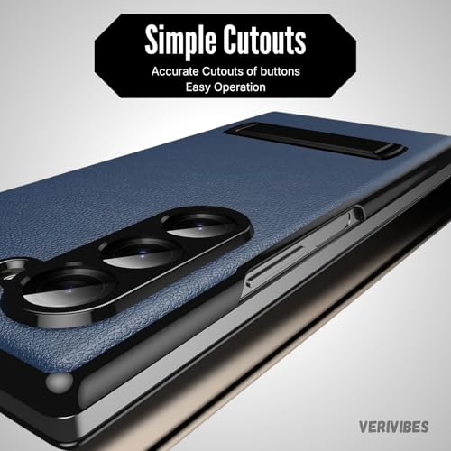 Image of Magnetic Flip Case Compatible with Samsung Galaxy Z Fold 7 (2025) | Premium Leather Finish | Multi-Angle Stand | Full Body & Hinge Protection | Slim Luxury Business Cover - Blue