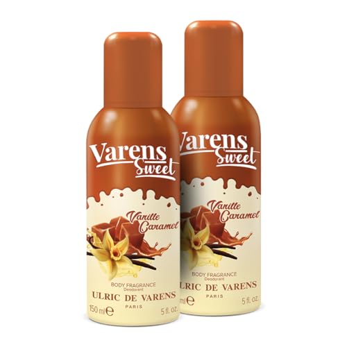 ULRIC DE VARENS - Body Fragrance Varens Sweet Vanille Caramel - Gourmand, Caramel, Vanille - Parfum & Déodorant Femme 2-en-1 - Vaporisateur - Spray - Lot de 2 x 150 ml
