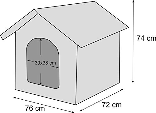 Pillowprim Hundehütte Hundehöhle Hundebett Hundehaus Katzenhöhle Größe XXXL - 76x72 cm grau mit Pfoten