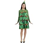 disfraz original navidad mujer 13 Partilandia Disfraz de Árbol de Navidad con volantes y diadema para mujer (Talla S)
