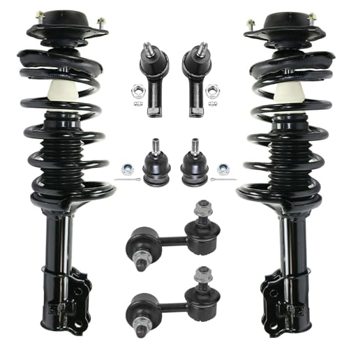 Image of Detriot Axle - 8pc Front Strut Kits for 2000-2005 Hyundai Accent Complete Front Strut w /Coil Spring Assembly + Sway Bar Links + Lower Ball Joint + Outer Tie Rod End 2001 2002 2003 2004 Replacement